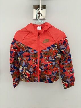 Nike Girls' Coral Floral Hooded Windbreaker Jacket